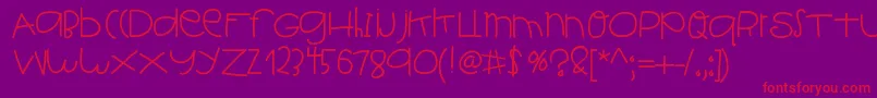 Helloish-Schriftart – Rote Schriften auf violettem Hintergrund