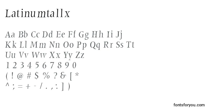 Schriftart Latinumtallx – Alphabet, Zahlen, spezielle Symbole