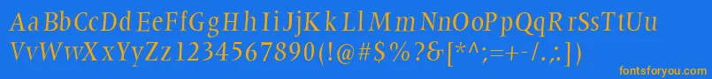 Latinumtallx Font – Orange Fonts on Blue Background