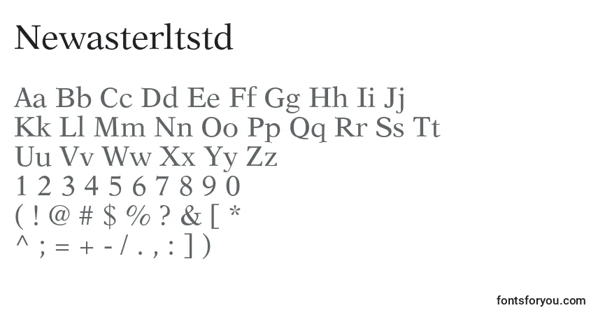 A fonte Newasterltstd – alfabeto, números, caracteres especiais