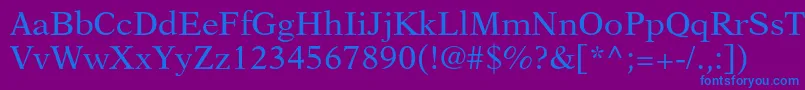 フォントNewasterltstd – 紫色の背景に青い文字