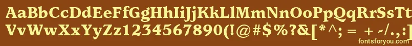 Fonte ItcUsherwoodLtBlack – fontes amarelas em um fundo marrom