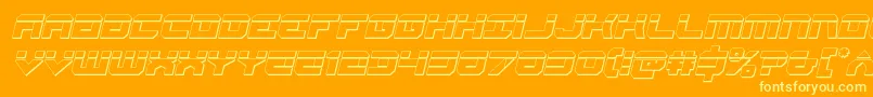 Gearheadbulletital-Schriftart – Gelbe Schriften auf orangefarbenem Hintergrund