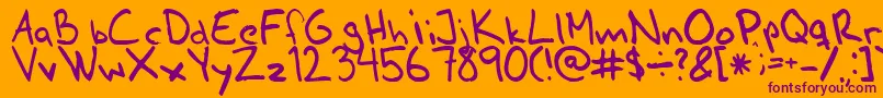 Ahnberghand-Schriftart – Violette Schriften auf orangefarbenem Hintergrund
