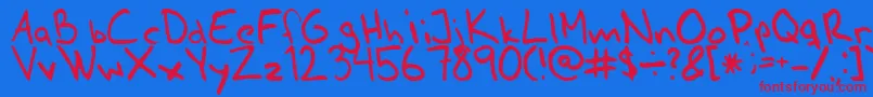 Ahnberghand-Schriftart – Rote Schriften auf blauem Hintergrund