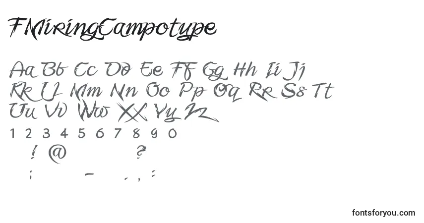 Schriftart FMiringCampotype (91285) – Alphabet, Zahlen, spezielle Symbole