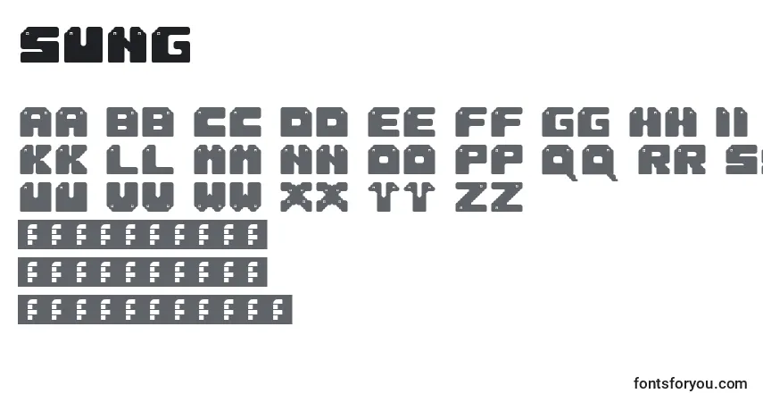 Czcionka Sung – alfabet, cyfry, specjalne znaki