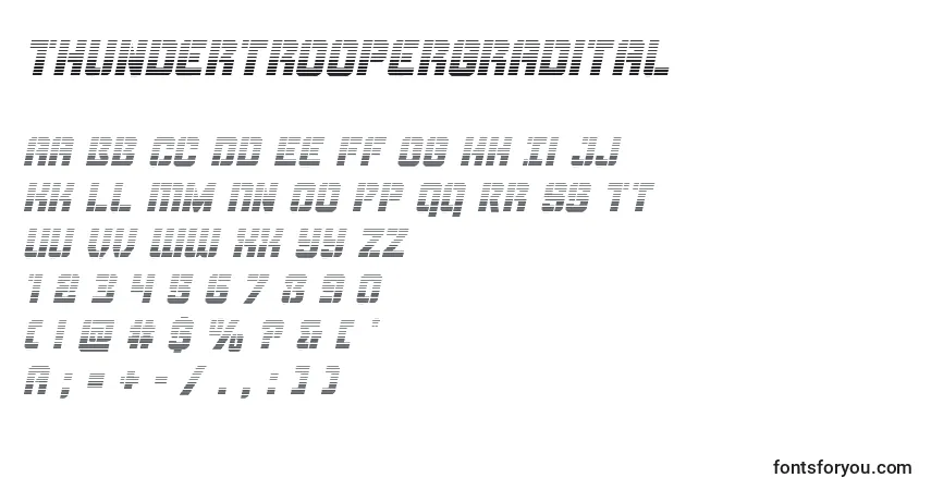 Thundertroopergradital-fontti – aakkoset, numerot, erikoismerkit