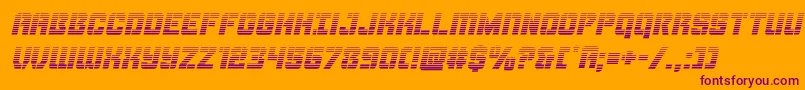 Thundertroopergradital-Schriftart – Violette Schriften auf orangefarbenem Hintergrund