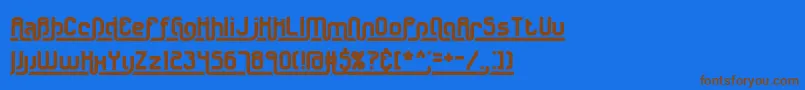 フォントUnderscore2Brk – 茶色の文字が青い背景にあります。