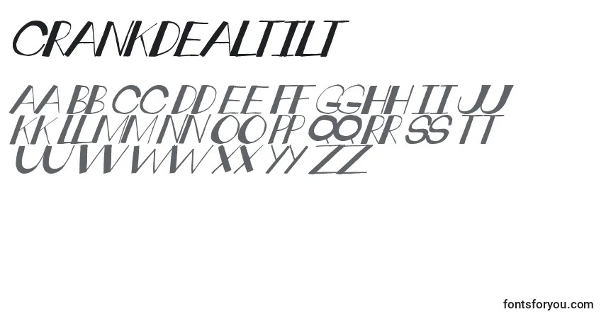 CrankdealTilt Font – alphabet, numbers, special characters