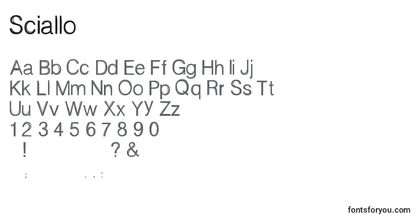 Шрифт Sciallo – алфавит, цифры, специальные символы