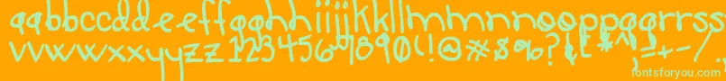 LucyLu Font – Green Fonts on Orange Background