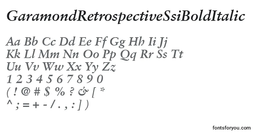 Czcionka GaramondRetrospectiveSsiBoldItalic – alfabet, cyfry, specjalne znaki