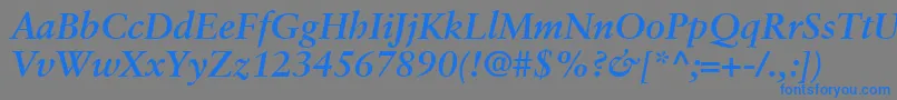 フォントGaramondRetrospectiveSsiBoldItalic – 灰色の背景に青い文字