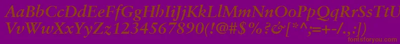 GaramondRetrospectiveSsiBoldItalic-Schriftart – Braune Schriften auf violettem Hintergrund