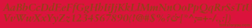 Fonte GaramondRetrospectiveSsiBoldItalic – fontes marrons em um fundo vermelho