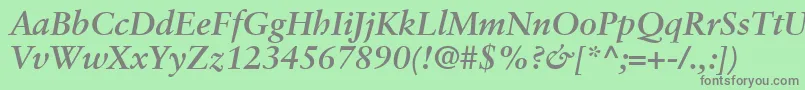 フォントGaramondRetrospectiveSsiBoldItalic – 緑の背景に灰色の文字