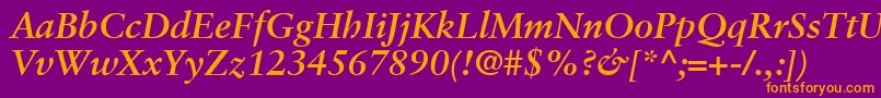 GaramondRetrospectiveSsiBoldItalic Font – Orange Fonts on Purple Background