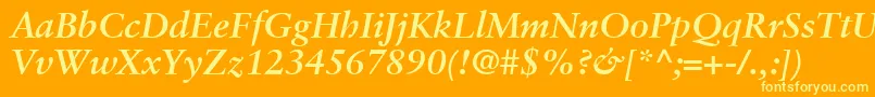 GaramondRetrospectiveSsiBoldItalic Font – Yellow Fonts on Orange Background