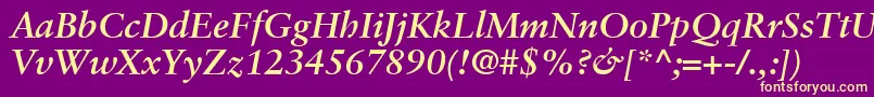 GaramondRetrospectiveSsiBoldItalic Font – Yellow Fonts on Purple Background