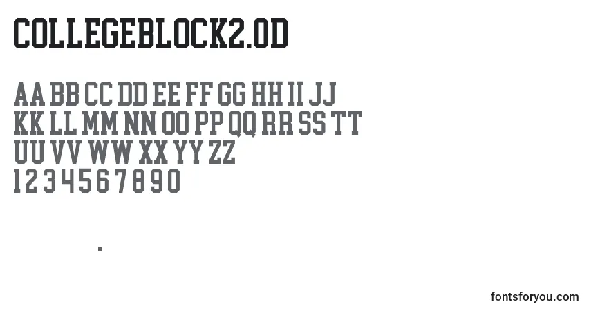 CollegeBlock2.0D Font – alphabet, numbers, special characters