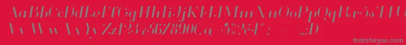 フォントGlamorLightItalic – 赤い背景に灰色の文字