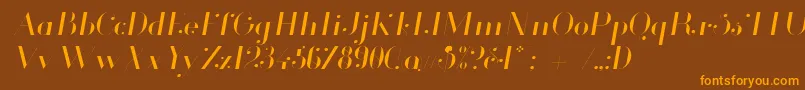 GlamorLightItalic Font – Orange Fonts on Brown Background