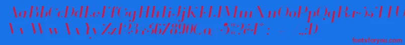 フォントGlamorLightItalic – 赤い文字の青い背景