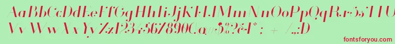 フォントGlamorLightItalic – 赤い文字の緑の背景