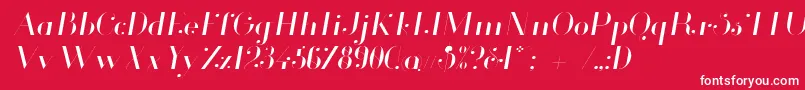 GlamorLightItalic Font – White Fonts on Red Background