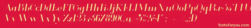 フォントGlamorLightItalic – 黄色の文字、赤い背景