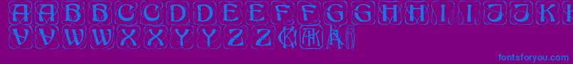 Konankaps-Schriftart – Blaue Schriften auf violettem Hintergrund