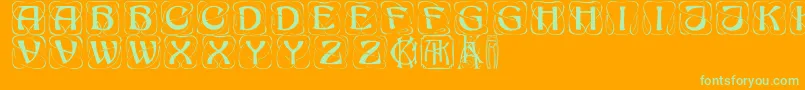 Konankaps-Schriftart – Grüne Schriften auf orangefarbenem Hintergrund