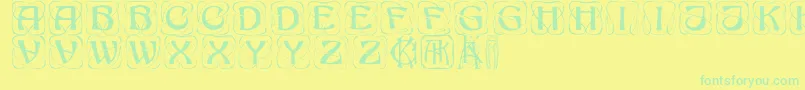 Fonte Konankaps – fontes verdes em um fundo amarelo