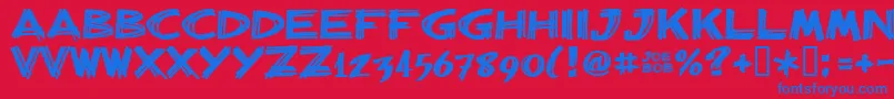 フォントBilliebarred – 赤い背景に青い文字