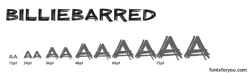 sizes of billiebarred font, billiebarred sizes