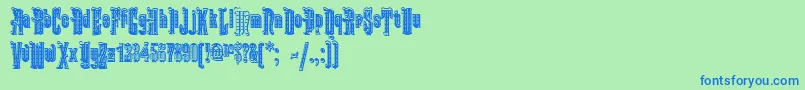 KabrioletDecor-fontti – siniset fontit vihreällä taustalla