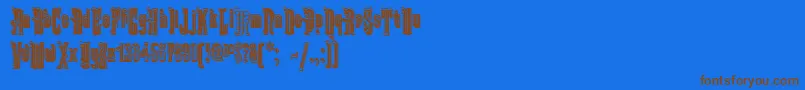 フォントKabrioletDecor – 茶色の文字が青い背景にあります。