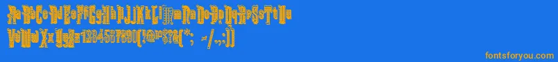 フォントKabrioletDecor – オレンジ色の文字が青い背景にあります。