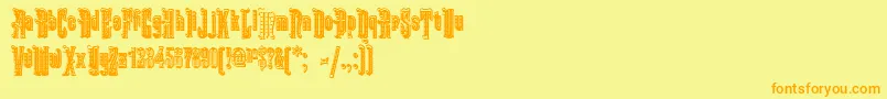 フォントKabrioletDecor – オレンジの文字が黄色の背景にあります。