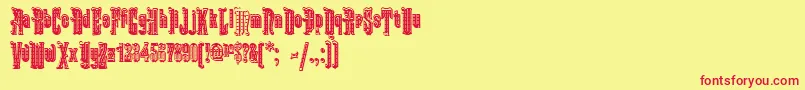 フォントKabrioletDecor – 赤い文字の黄色い背景