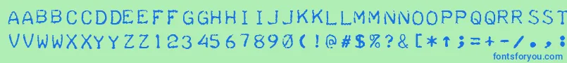 フォントTeleprinterIntalic – 青い文字は緑の背景です。