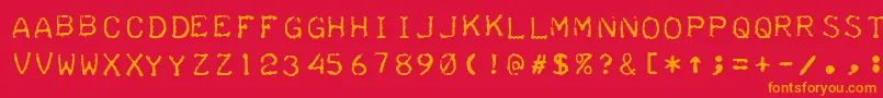 フォントTeleprinterIntalic – 赤い背景にオレンジの文字