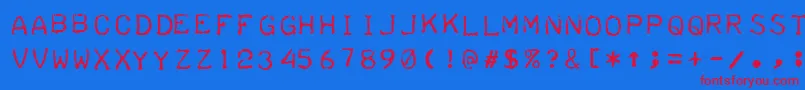 TeleprinterIntalic Font – Red Fonts on Blue Background