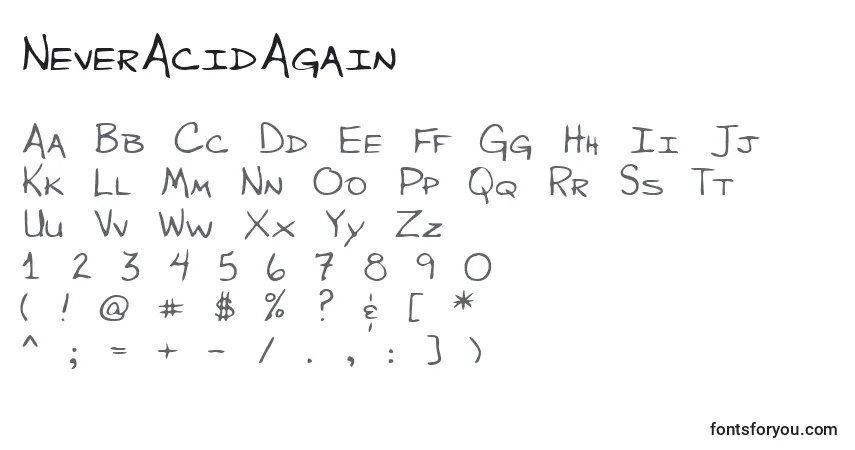 NeverAcidAgainフォント–アルファベット、数字、特殊文字