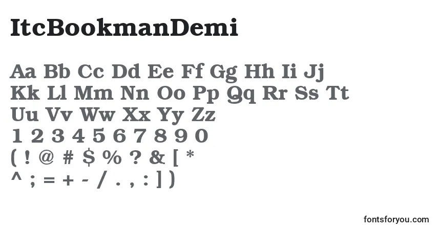 Czcionka ItcBookmanDemi – alfabet, cyfry, specjalne znaki