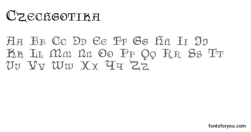Schriftart Czechgotika (91308) – Alphabet, Zahlen, spezielle Symbole