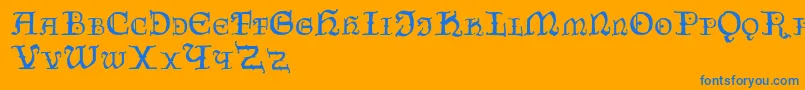 Czechgotika Font – Blue Fonts on Orange Background