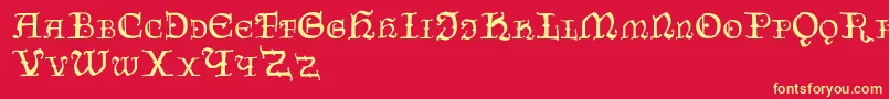 Czechgotika Font – Yellow Fonts on Red Background